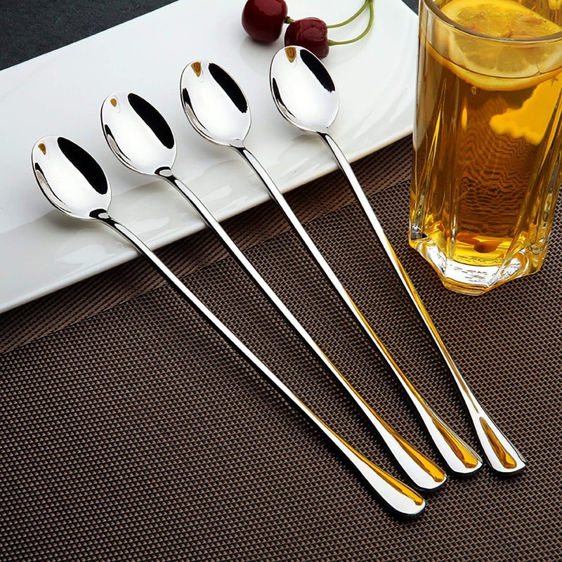 FIVOENDAR 9-inch Long Handle Stirring Spoon, Ice Tea Coffee Spoon, Stainless Steel Cocktail Mixing Spoons - Set of 8 - Image 3